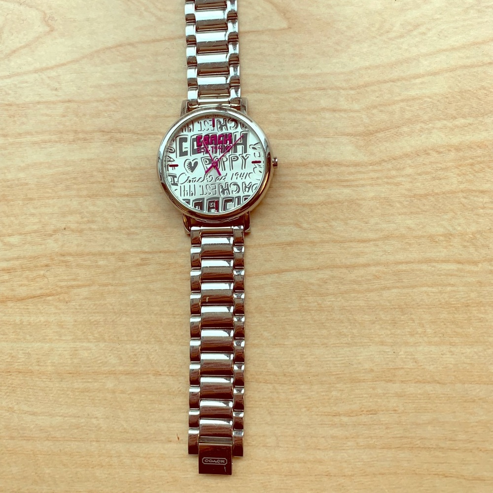 Coach Poppy Link Silver Watch